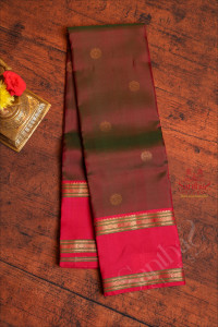 double-shade-of-green-magenta-colour-body-with-golden-zari-chakra-motifs-and-contrast-pallu-blouse