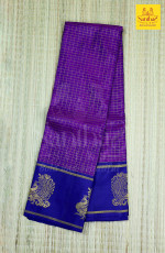 Magenta Body Checked with Violet Adayarpet Annam Butta Border