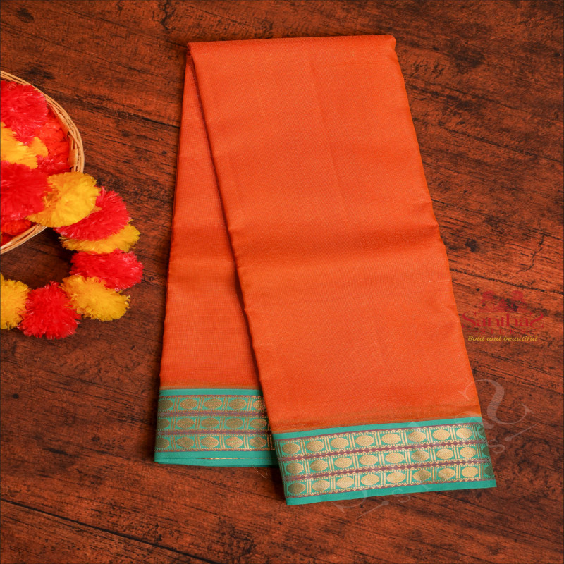 ORANGE COLOUR BODY AND CONTRAST PALLU & BLOUSE