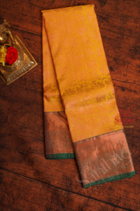 sandal-colour-body-with-jacquard-floral-embosed-with-contrast-blouse-border
