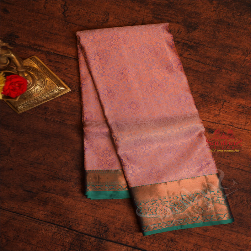 LAVENDER COLOUR BODY WITH JACQUARD FLORAL EMBOSED WITH CONTRAST BLOUSE & BORDER