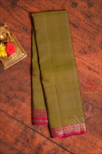 olive-green-colour-with-golden-zari-strips-and-contrast-pallu-blouse
