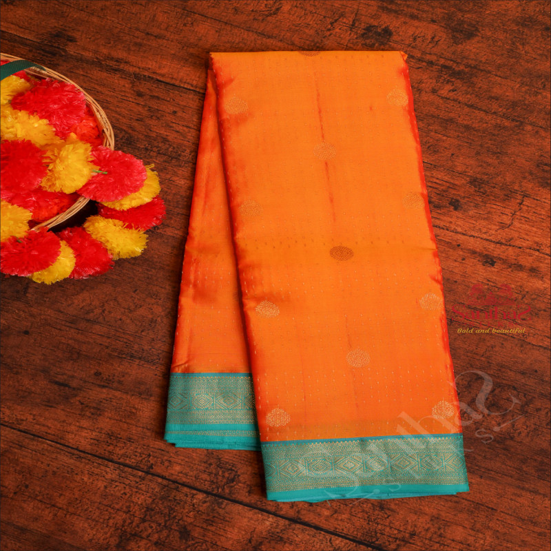 YELLOW COLOUR BODY WITH ZARI BUTTA WITH CONTRAST BLOUSE & BORDER