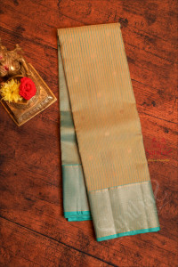metalic-copper-colour-body-with-strips-buttas-and-contrast-pallu-blouse