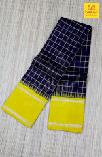 Jamun Checked Body with Lemon Yellow Plain Border