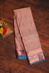 pastel-peach-colour-body-with-jacquard-floral-embosed-with-contrast-blouse-border