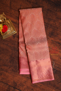 baby-pink-colour-body-with-jacquard-floral-embosed-with-contrast-blouse-border