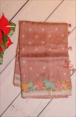 SEMI BANARAS SAREE IN OPERA MAUVE WITH FLORAL WEAVING DESIGN