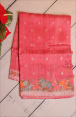 SEMI BANARAS SAREE IN BRIGHT PINK WITH FLORAL WEAVING DESIGN