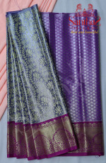 SILVER TISSUE PATTU PAVADAI WITH CONTRAST PINK BLOUSE & BORDER
