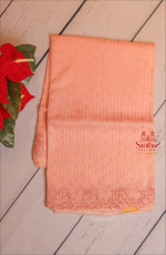PEACH COLOUR KOTA SAREE WITH CUTWORK PATTERN WITH SELF BLOUSE