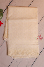 WHITE COLOUR KOTA SAREE WITH CUT WORK PATTERN WITH SELF BLOUSE