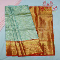 TISSUE PASTEL GREEN FLORAL IN BODY WITH CONTRAST BLOUSE & BORDER