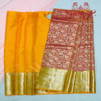 GOLDEN ORANGE IN BODY FLORAL WITH CONTRAST BLOUSE AND BORDER