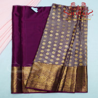 MAUVE COLOUR IN BODY WITH CONTRAST BLOUSE & BORDER