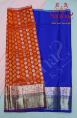 ORANGE COLOUR BODY WITH CONTRAST BLOUSE & BORDER