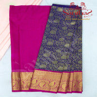 VIOLET COLOUR BODY IN FLORAL PATTERN WITH CONTRAST BLOUSE & BORDER