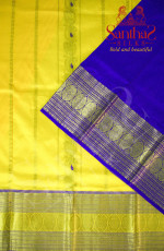 LEMON YELLOW BODY IN MANGO BUTTA WITH CONTRAST BLOUSE & BORDER