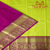 LEMON YELLOW BODY IN JARI BUTTA WITH CONTRAST BLOUSE & BORDER