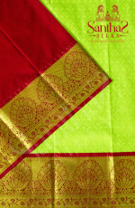 FLOURESCENT GREEN BODY IN FLORAL PATTERN WITH  CONTRAST BLOUSE & BORDER