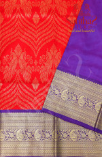 RED COLOUR BODY WITH CONTRAST BLOUSE & BORDER