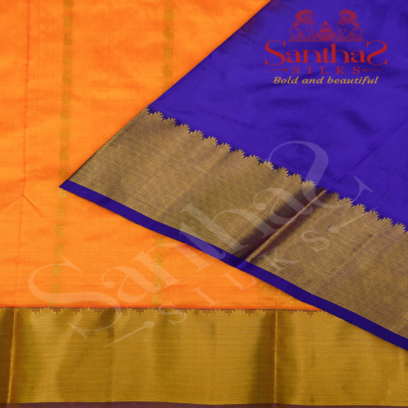 YELLOW COLOUR BODY IN FLORAL PATTERN WITH CONTRAST BLOUSE & BORDER