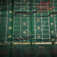 DARK GREEN COLOUR CHECKED BODY WITH SELF BLOUSE & BORDER