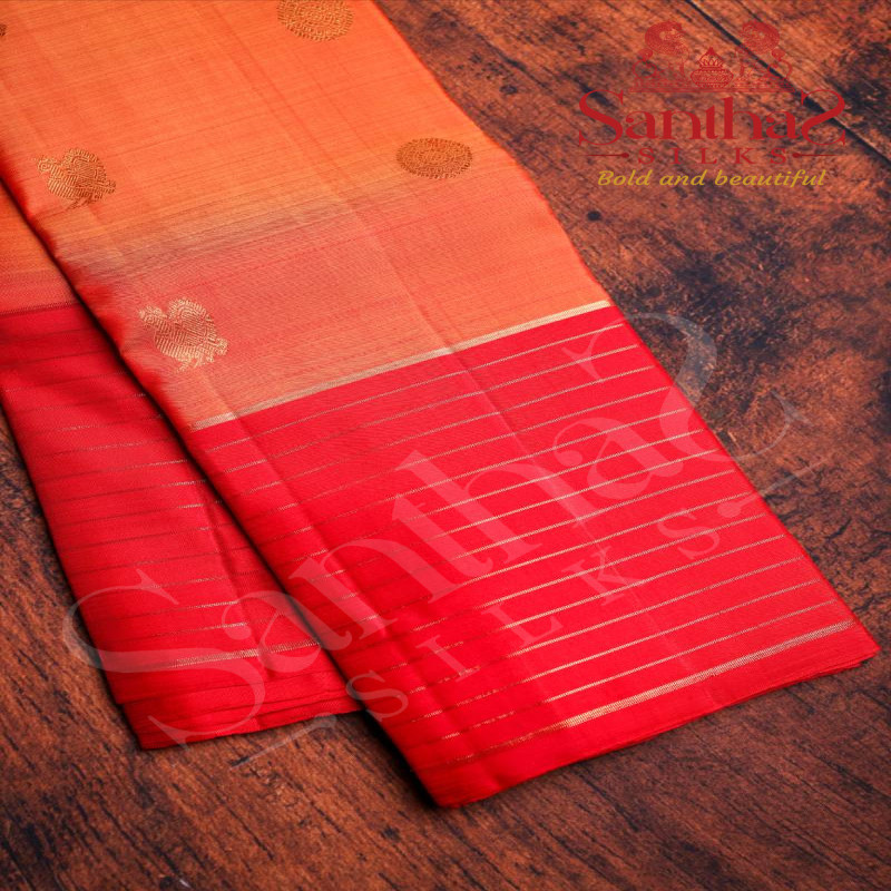 RUST COLOUR BODY ANNAM CHAKKARAM BUTTA WITH CONTRAST RED BORDER & BLOUSE