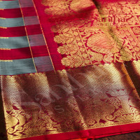 GREY & VOILET COLOUR BODY IN VELTHARI ZARI PATTERN WITH CONTRAST BLOUSE