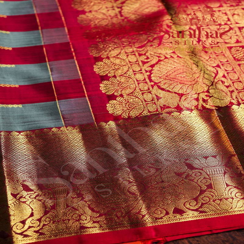 GREY & VOILET COLOUR BODY IN VELTHARI ZARI PATTERN WITH CONTRAST BLOUSE