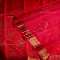 PINKISH ORANGE COLOUR IN BODY YAALI BUTTA THREAD EMBOSED WITH SELF BLOUSE & BORDER