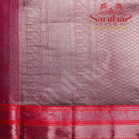 GREYISH BLUE BODY IN DIGITAL PRINT SILVER ZARI  WITH CONTRAST BLOUSE & BORDER