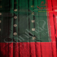 DARK GREEN COLOUR BODY ANNAM CHAKKARAM BUTTA WITH CONTRAST BLOUSE & BORDER