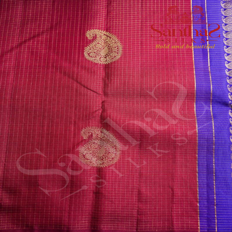 MAROON COLOUR BODY VAIRAOOSI CHECKS MANGO BIG BUTTA WITH CONTRAST BLOUSE & BORDER