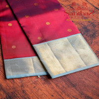 MAROON COLOUR BODY COIN GOLD ZARI BUTTA WITH CONTRAST BLOUSE & BORDER