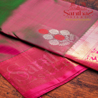 PINKISH GREEN COLOUR BODY FLORAL PATTERN BUTTA WITH CONTRAST BLOUSE & BORDER