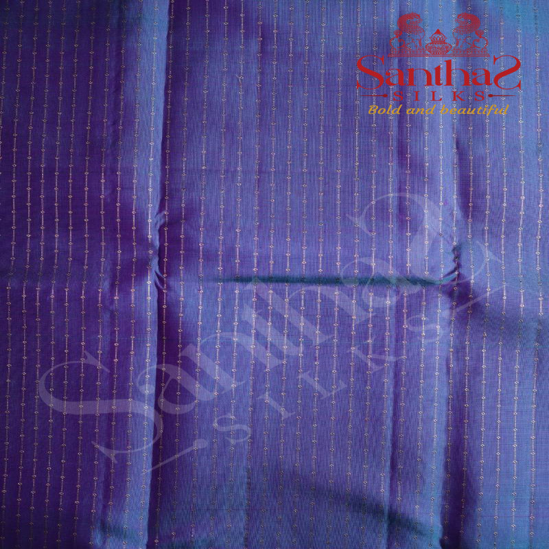 BLUE COLOUR BODY RAIN DROP PATTERN WITH CONTRAST BLOUSE & BORDER