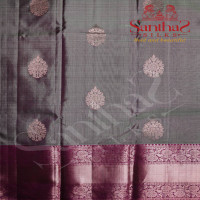 GREY WITH MAROON SHADE COPPER ZARI BUTTA WITH CONTRAST BLOUSE