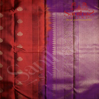 GINGER ORANGE COLOUR BODY GOLDEN ZARI BUTTA WITH CONTRAST BLOUSE & BORDER