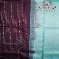 BROWNISH RED COLOUR BODY ALL OVER BUTTA WITH CONTRAST BLOUSE