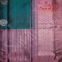 GREEN COLOUR BODY SILVER & COPPER ZARI BUTTA HALF & HALF WITH CONTRAST BLOUSE