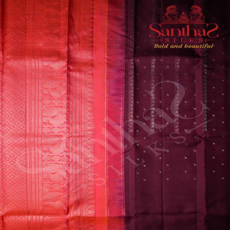 DARK MAROON COLOUR BODY WITH CONTRAST BLOUSE