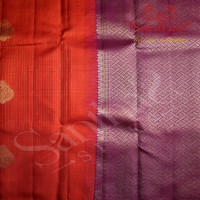 ORANGE COLOUR BODY VAIRAOOSI CHECKS PATTERN GOLDEN ZARI BUTTA WITH CONTRAST BLOUSE