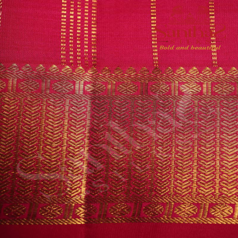 DARK PINK COLOUR BODY STRIPS GOLDEN ZARI BUTTA SELF BLOUSE