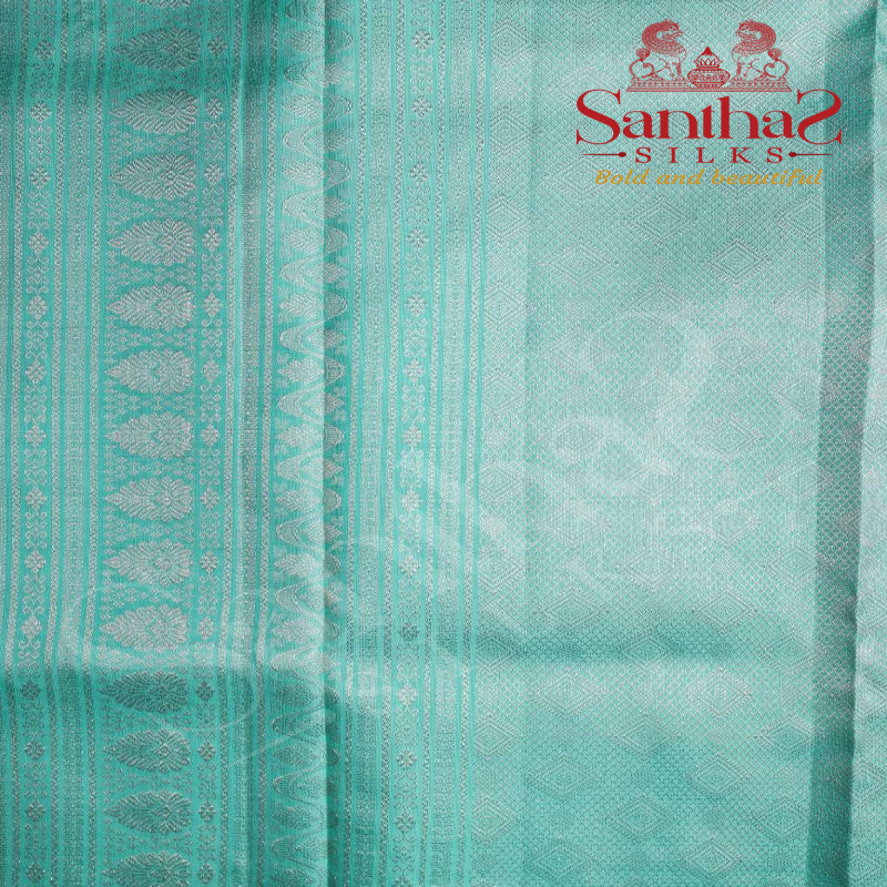 PEACH COLOUR BODY SELF COPPER ZARI STRIPS WITH CONTRAST BLOUSE