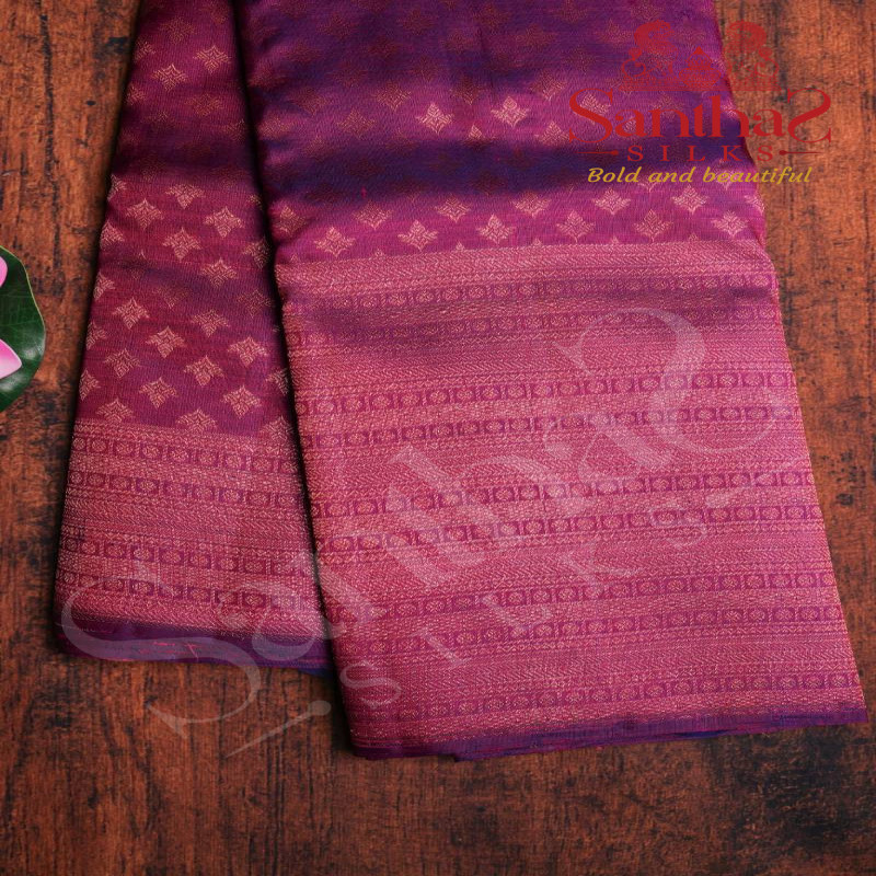 MAGENTA COLOUR BODY ALL OVER COPPER ZARI BUTTA WITH SELF BLOUSE