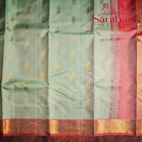 LIGHT GREEN COLOUR BODY GOLDEN ZARI MANGO BUTTA WITH CONTRAST BLOUSE & BORDER