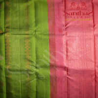 PARROT GREEN COLOUR BODY RAIN DROP COPPER ZARI BUTTA WITH CONTRAST BLOUSE