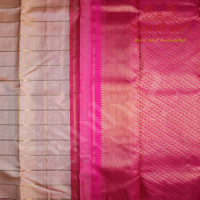 SANDAL COLOUR BODY CHECKS COIN BUTTA WITH CONTRAST BLOUSE & BORDER