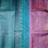 PINK COLOUR BODY LEAF PATTERN ALL OVER WITH CONTRAST BLOUSE